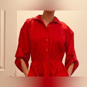 Vintage Red Button-Up Dress